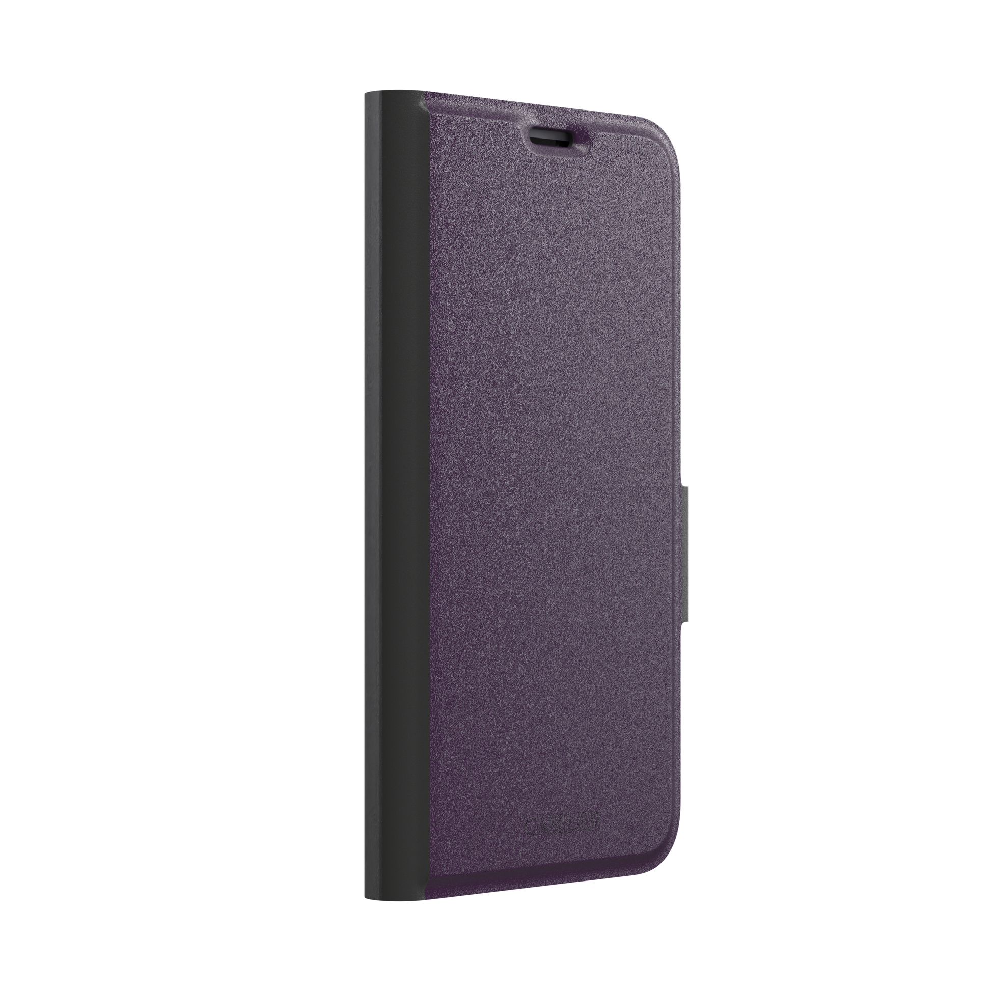 Solid deep plum phone case in a dark, rich aubergine tone, phone case by Caselier — wallet case, left view