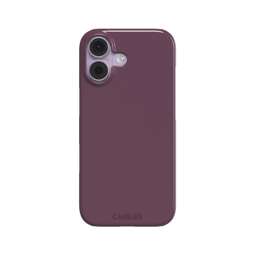 Solid burgundy-purple phone case in a muted, wine-toned purple, phone case by Caselier — snap case, front view