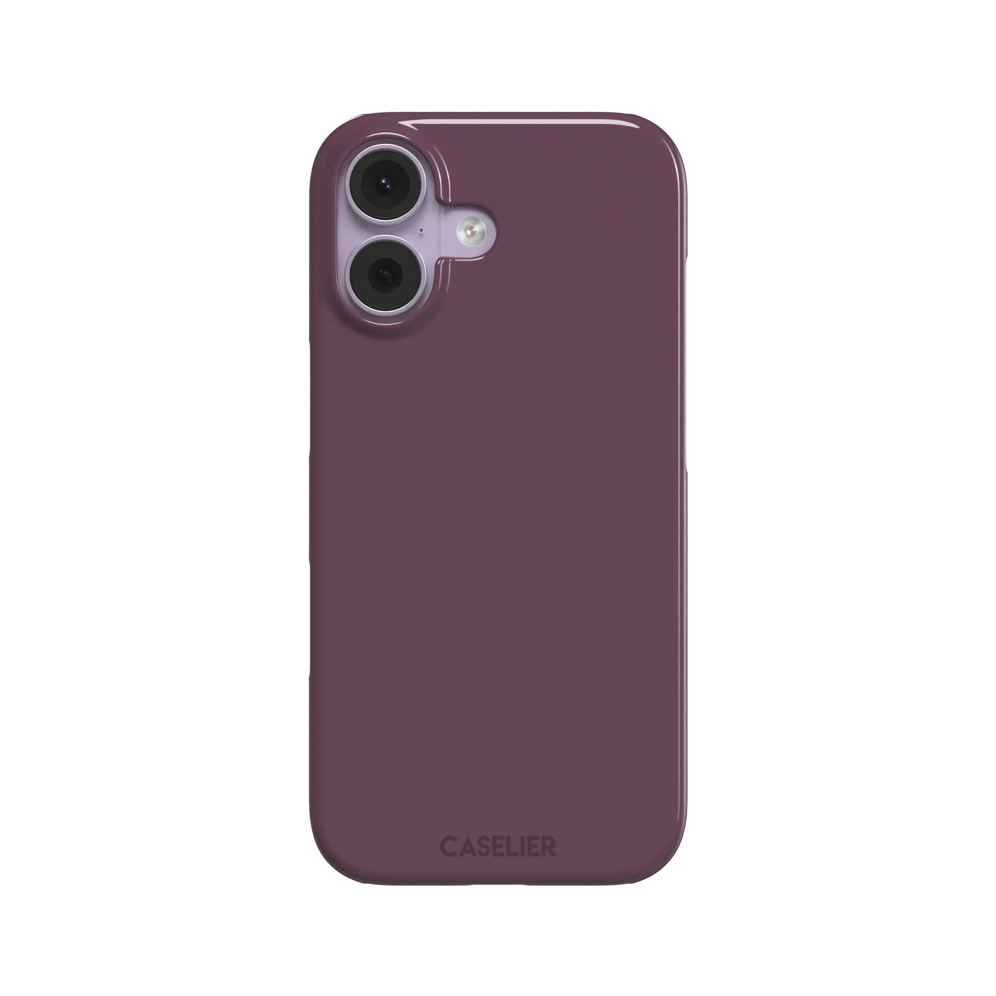 Solid burgundy-purple phone case in a muted, wine-toned purple, phone case by Caselier — snap case, front view