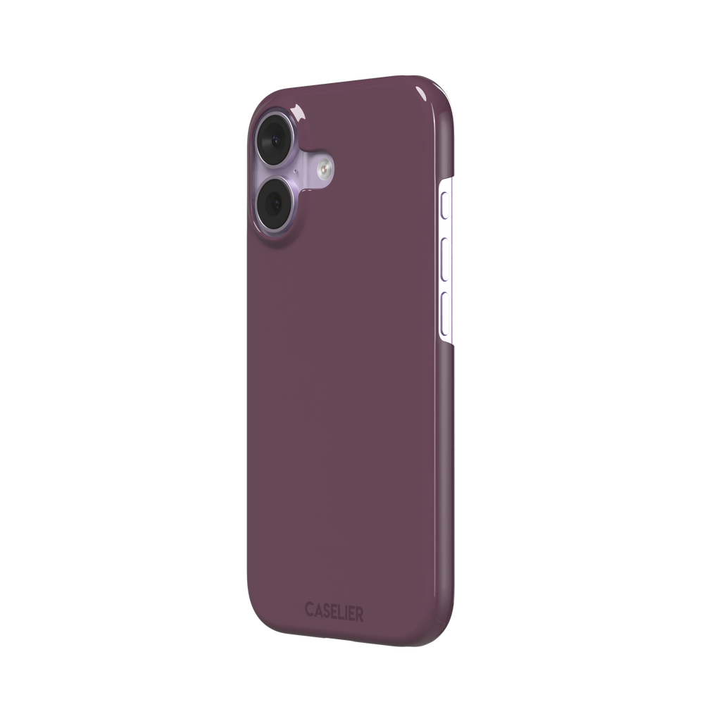 Solid burgundy-purple phone case in a muted, wine-toned purple, phone case by Caselier — snap case, right view