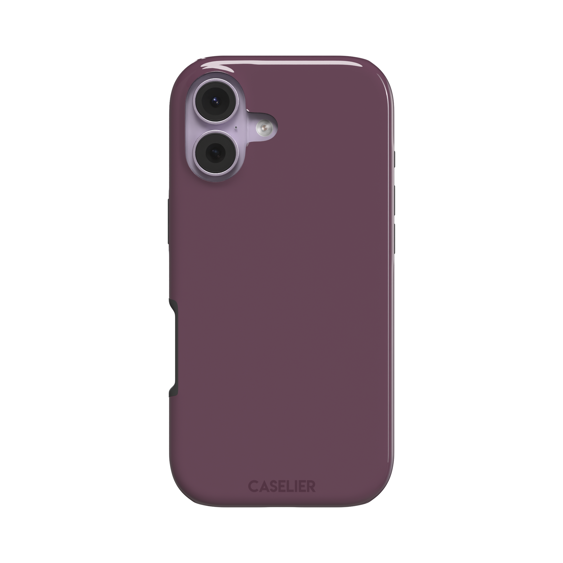 Solid burgundy-purple phone case in a muted, wine-toned purple, phone case by Caselier — tough case, front view