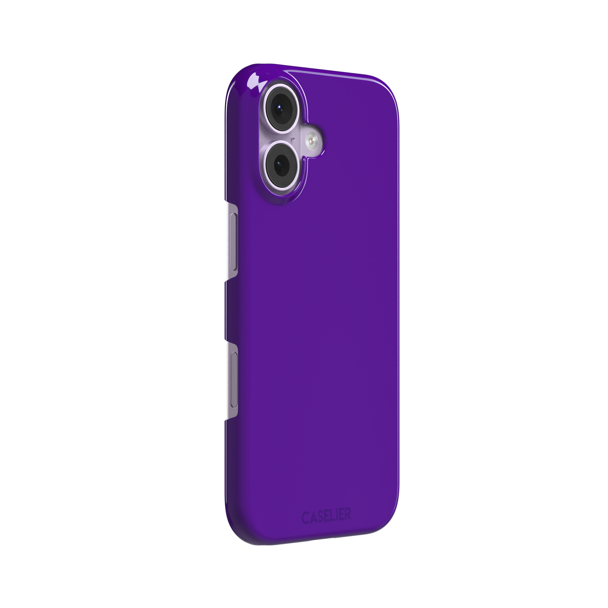 Solid electric violet phone case in a bold, cool deep purple tone, phone case by Caselier — snap case, left view