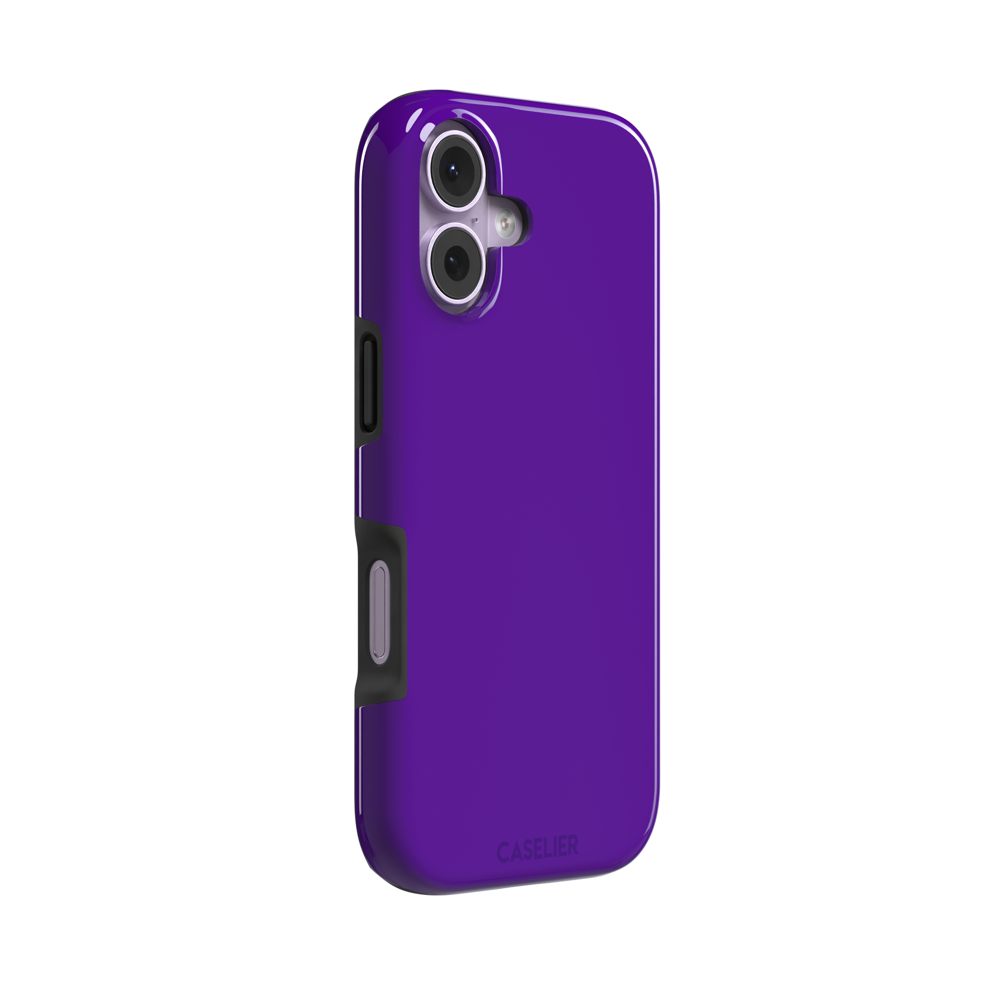 Solid electric violet phone case in a bold, cool deep purple tone, phone case by Caselier — tough case, left view
