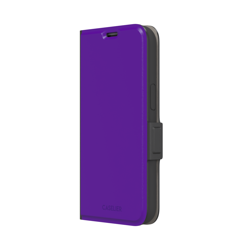 Solid electric violet phone case in a bold, cool deep purple tone, phone case by Caselier — wallet case, right view