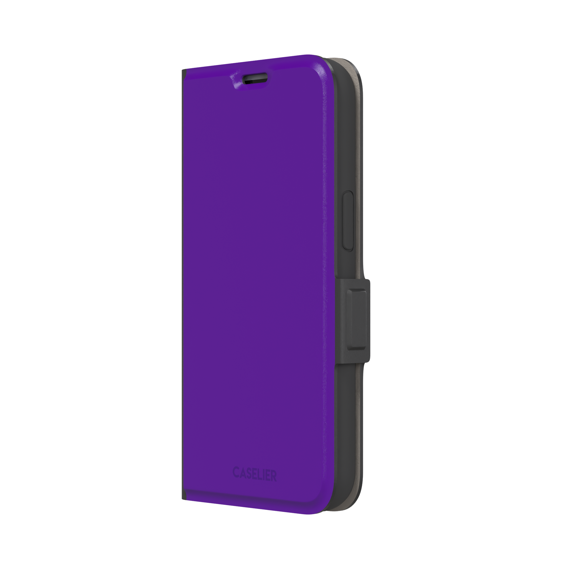 Solid electric violet phone case in a bold, cool deep purple tone, phone case by Caselier — wallet case, right view