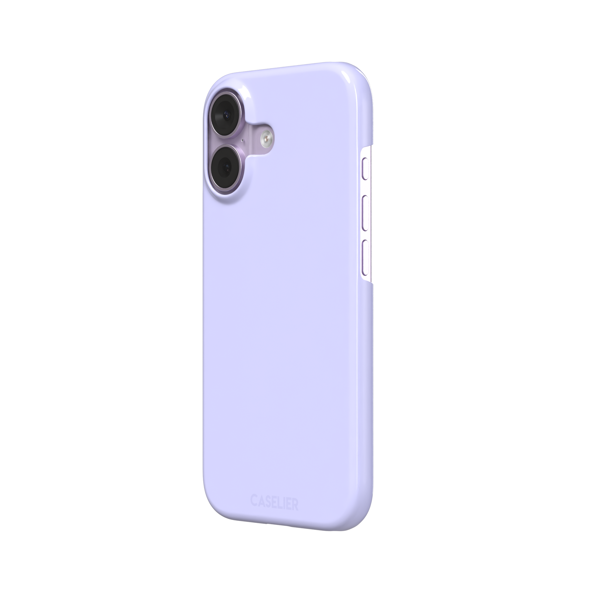 Solid pale lavender phone case in a light, cool periwinkle-lilac tone, phone case by Caselier — snap case, right view