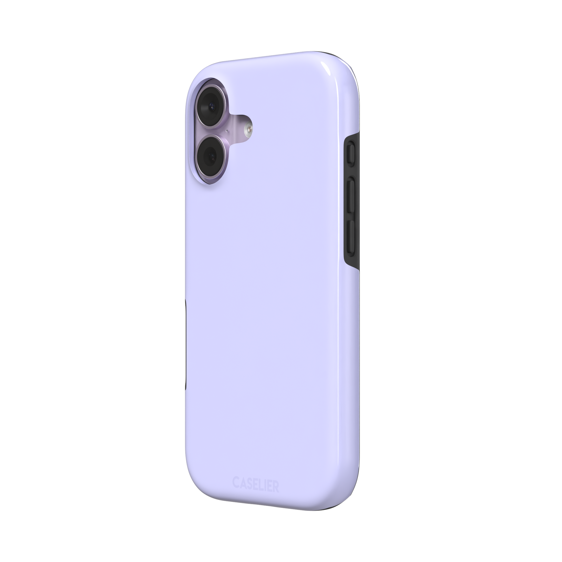 Solid pale lavender phone case in a light, cool periwinkle-lilac tone, phone case by Caselier — tough case, right view