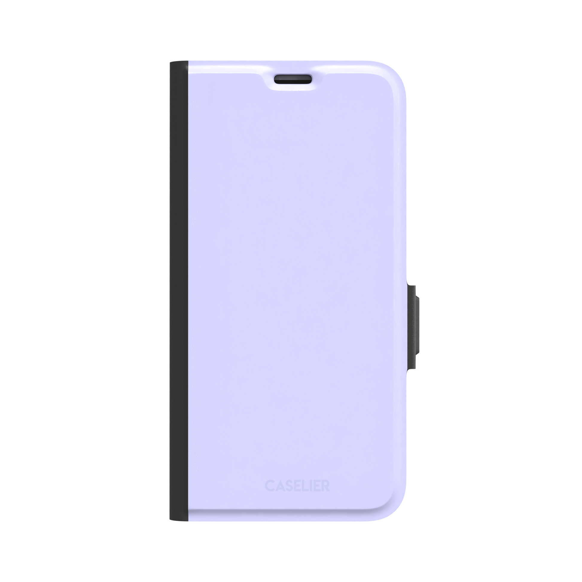 Solid pale lavender phone case in a light, cool periwinkle-lilac tone, phone case by Caselier — wallet case, front view
