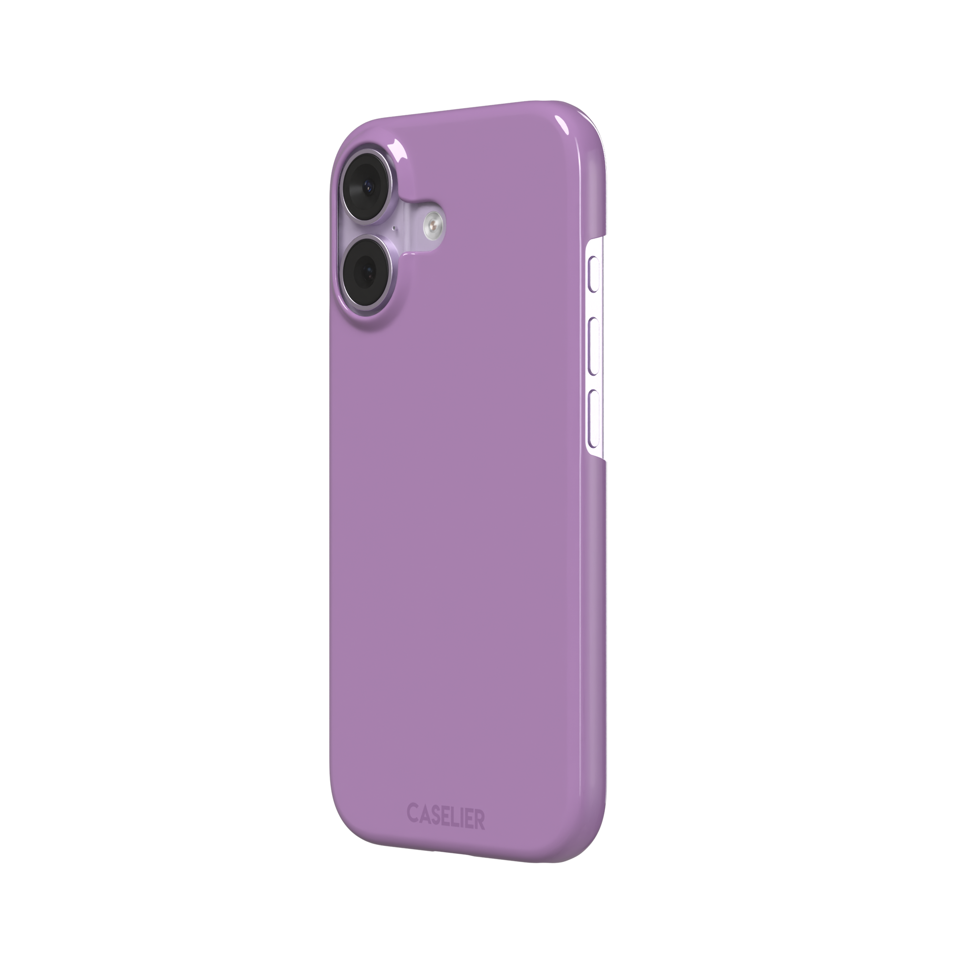 Solid mauve-pink purple phone case in a soft, warm rose-purple tone, phone case by Caselier — snap case, right view