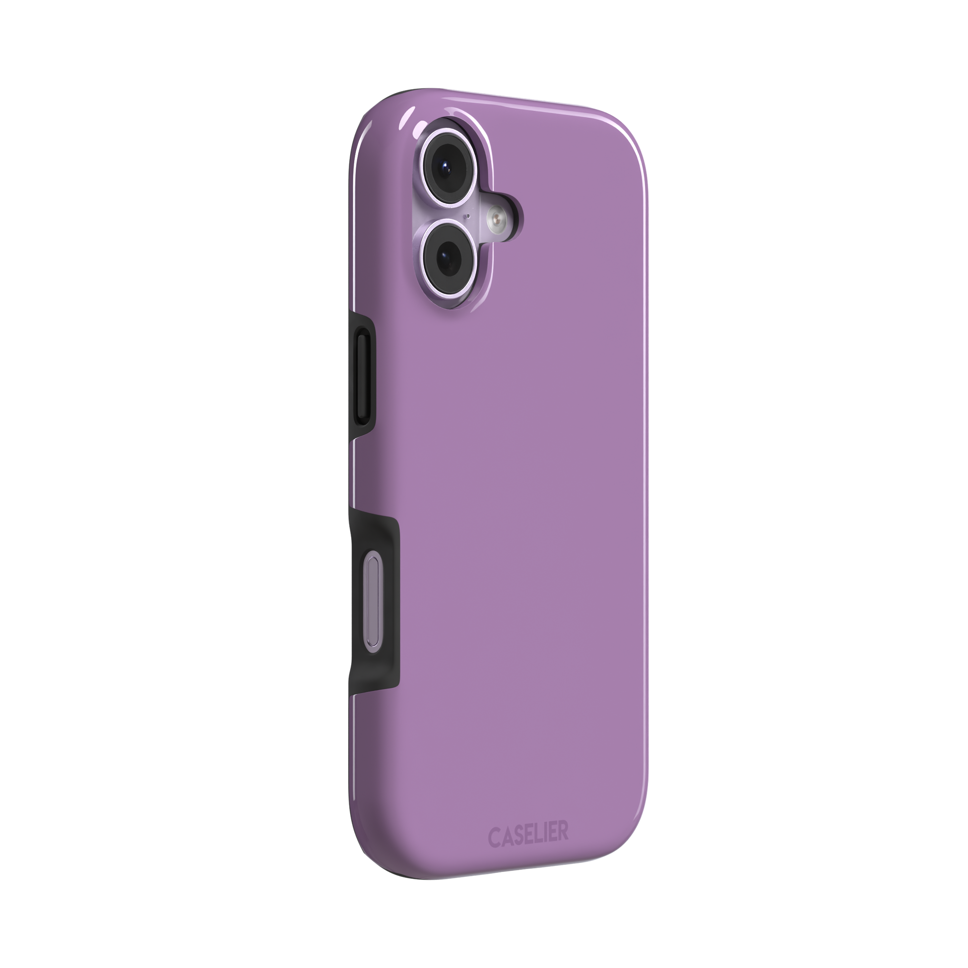 Solid mauve-pink purple phone case in a soft, warm rose-purple tone, phone case by Caselier — tough case, left view