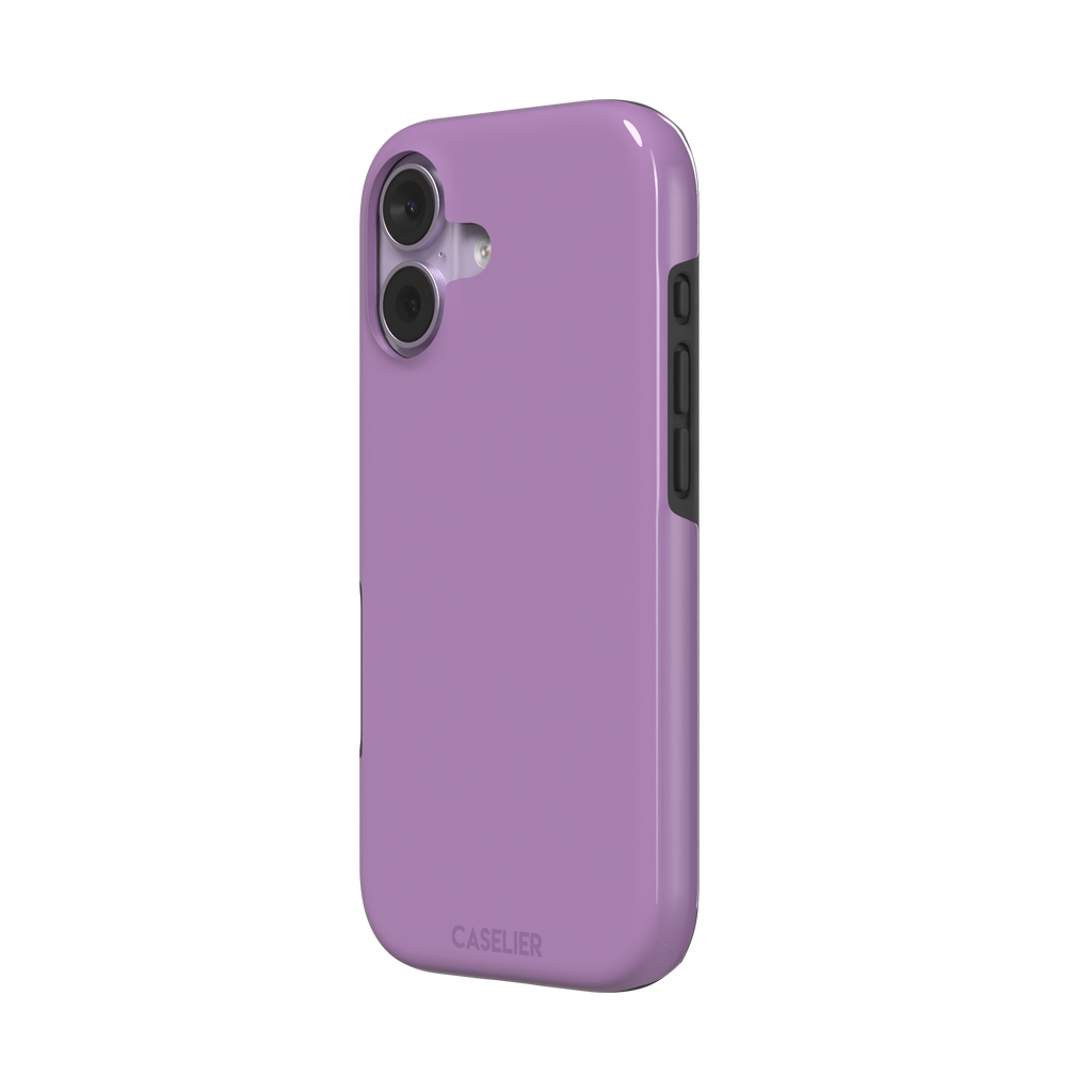 Solid mauve-pink purple phone case in a soft, warm rose-purple tone, phone case by Caselier — tough case, right view