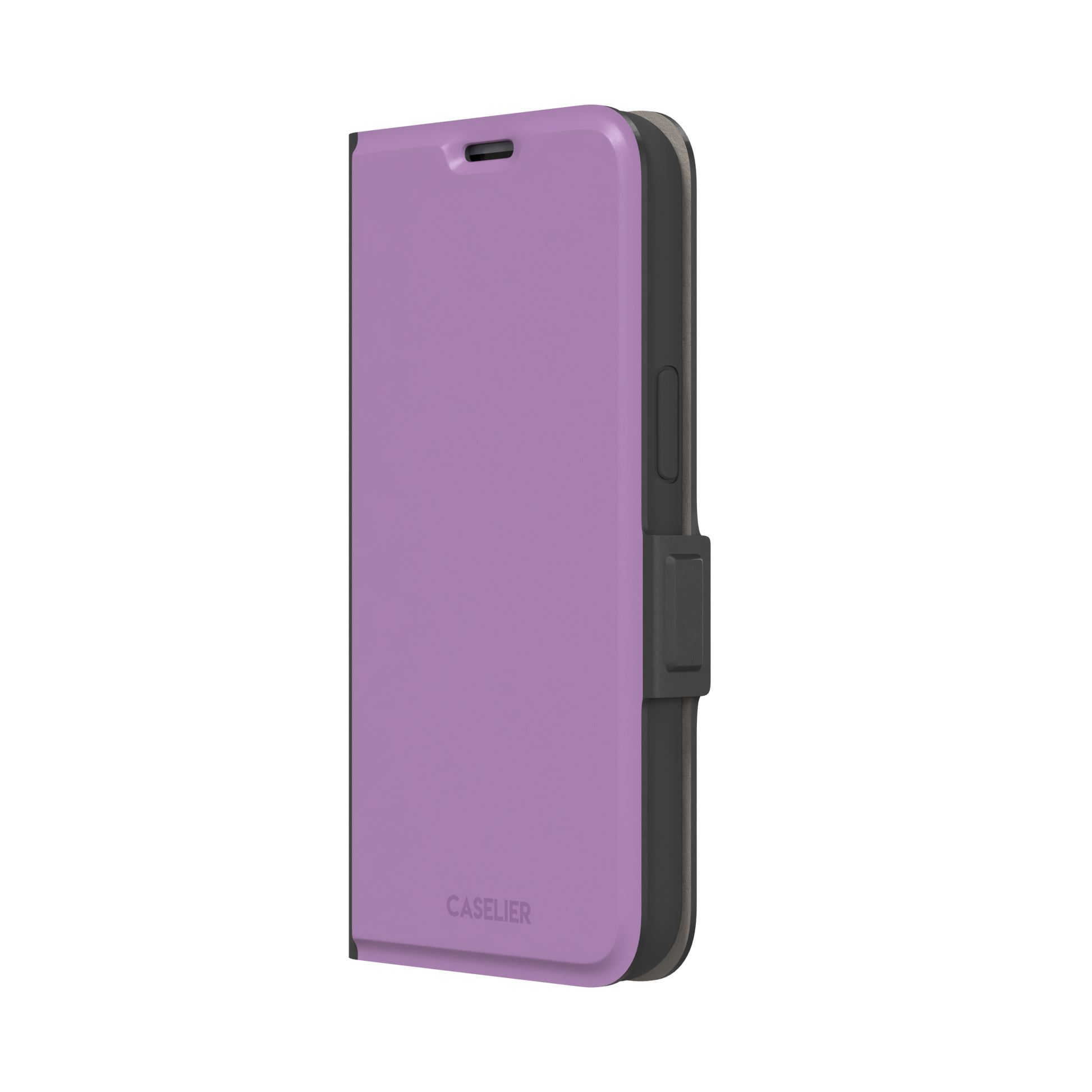 Solid mauve-pink purple phone case in a soft, warm rose-purple tone, phone case by Caselier — wallet case, right view