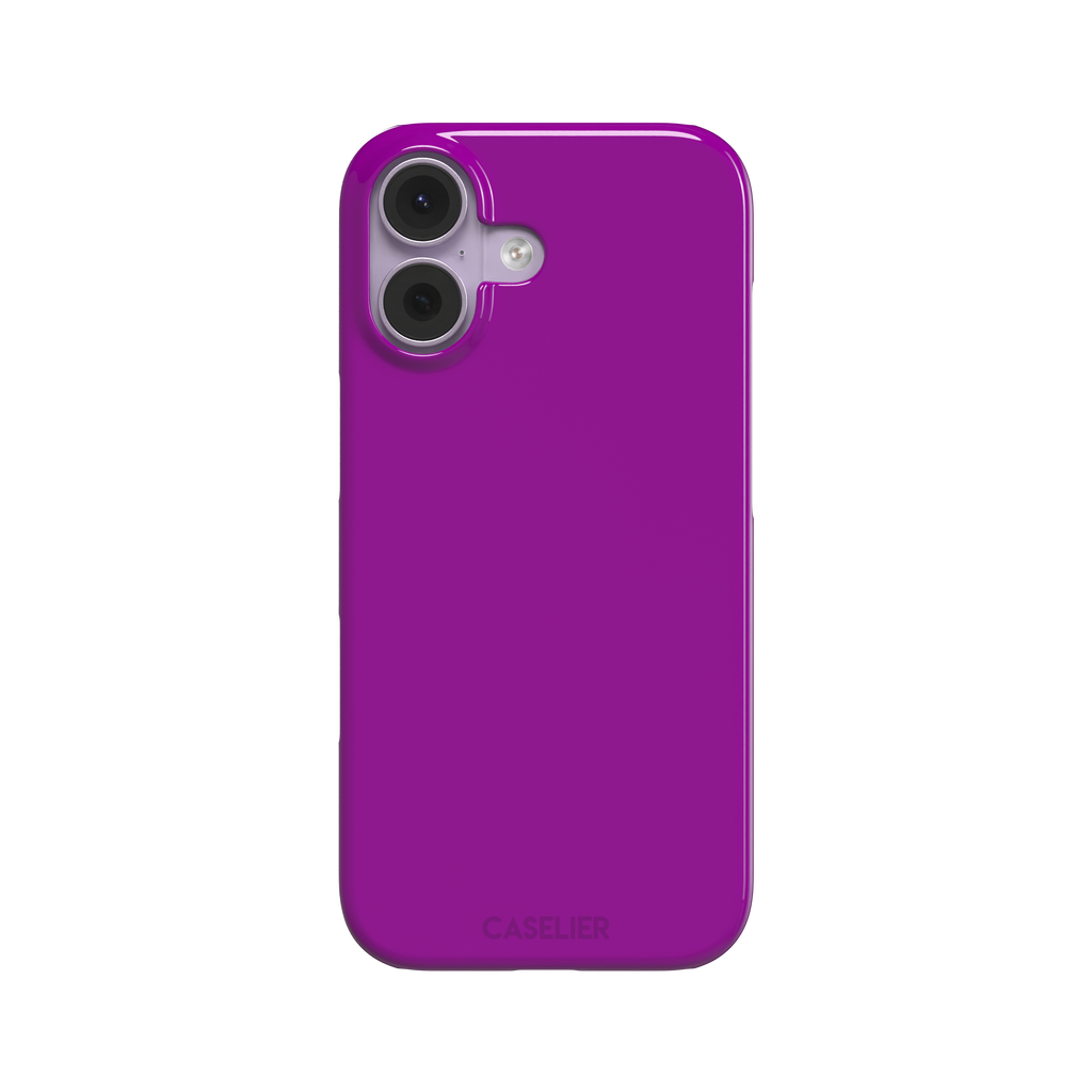Solid magenta-purple phone case in a vivid, warm fuchsia-purple tone, phone case by Caselier — snap case, front view