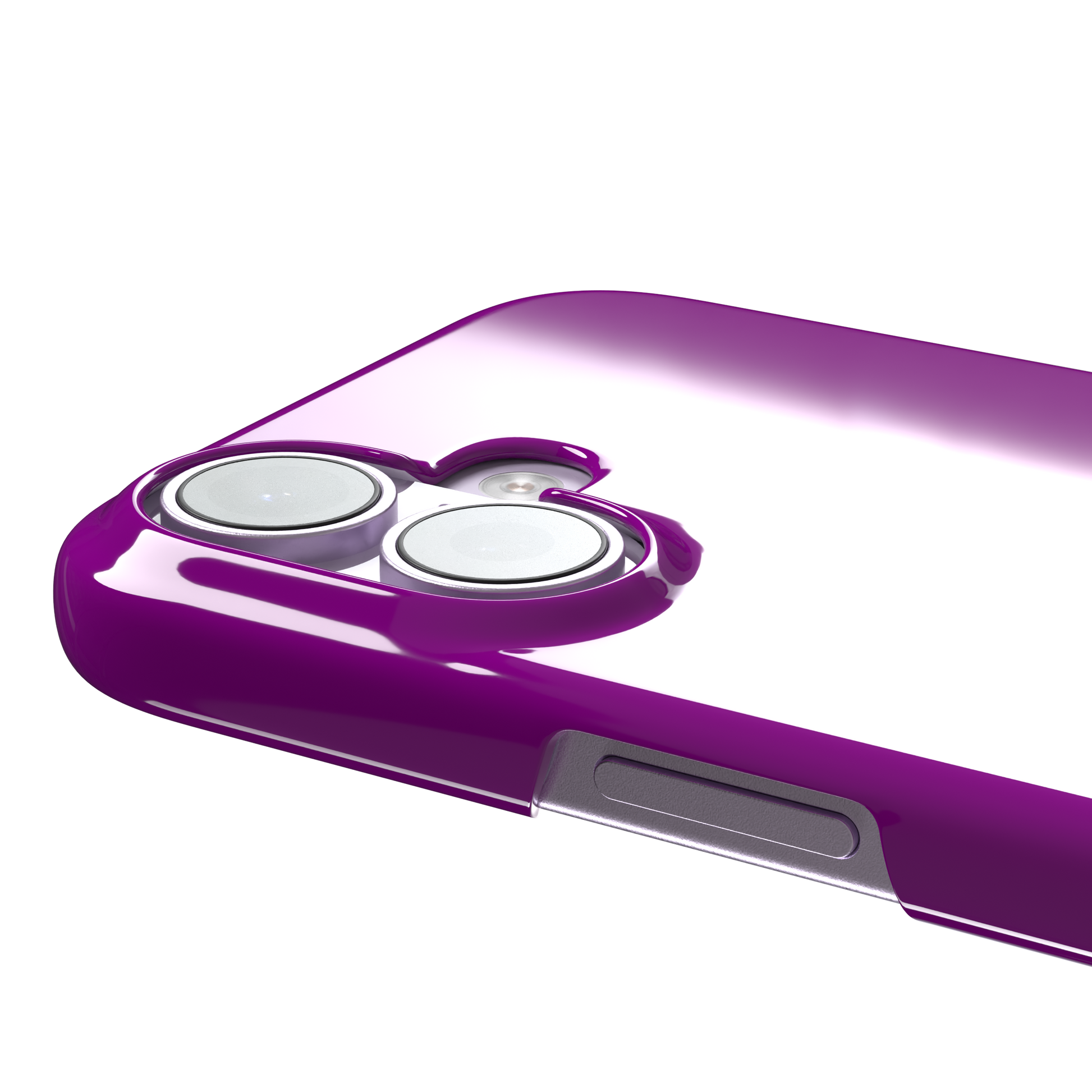 Solid magenta-purple phone case in a vivid, warm fuchsia-purple tone, phone case by Caselier — snap case, volume buttons detail