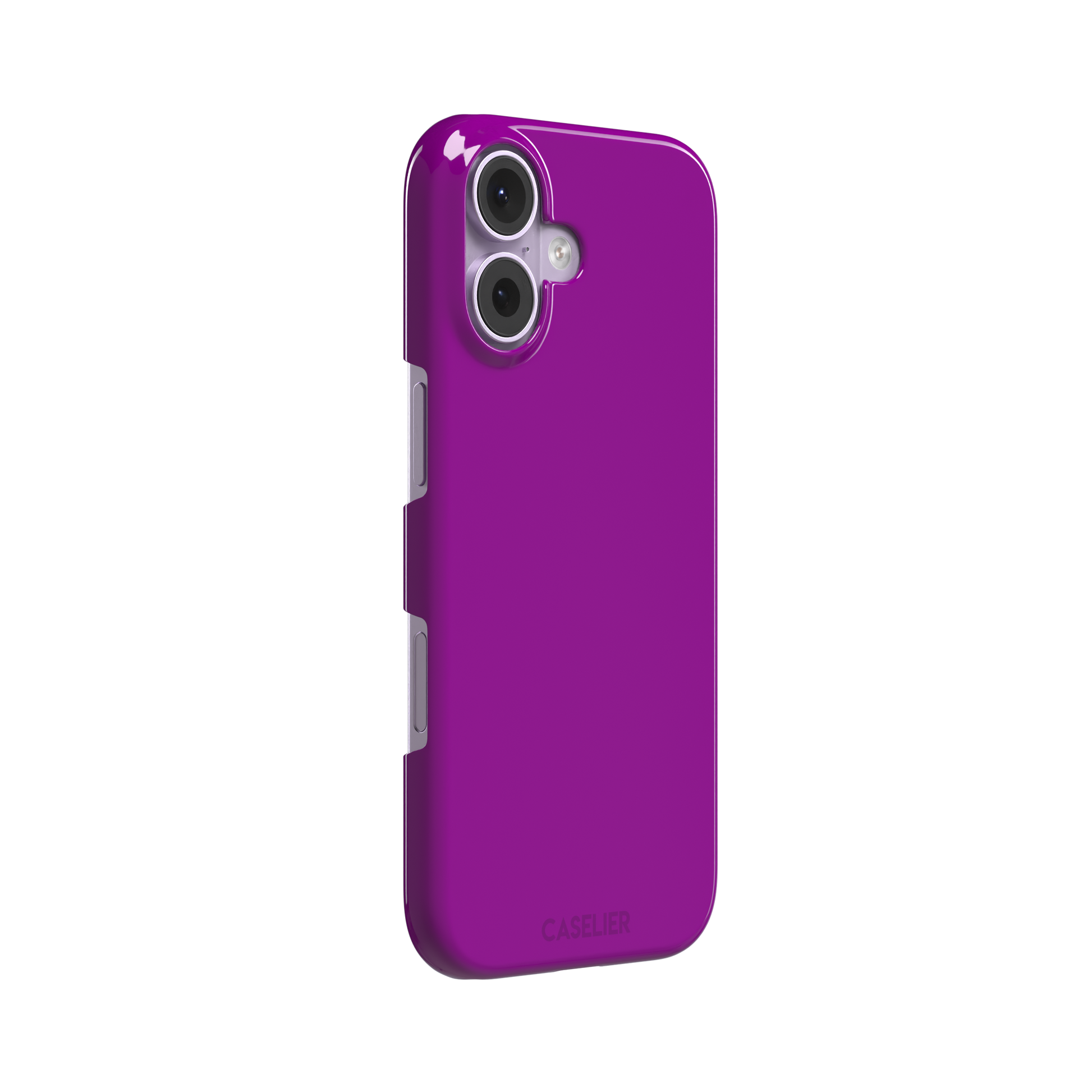 Solid magenta-purple phone case in a vivid, warm fuchsia-purple tone, phone case by Caselier — snap case, left view