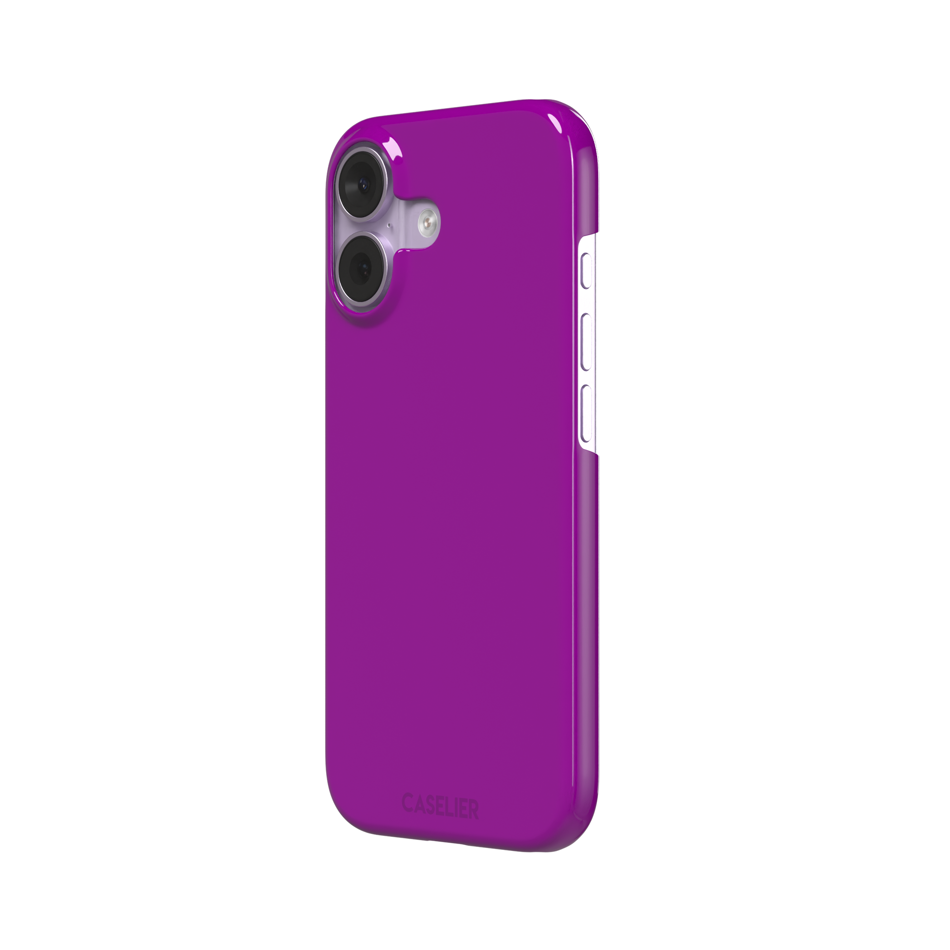 Solid magenta-purple phone case in a vivid, warm fuchsia-purple tone, phone case by Caselier — snap case, right view