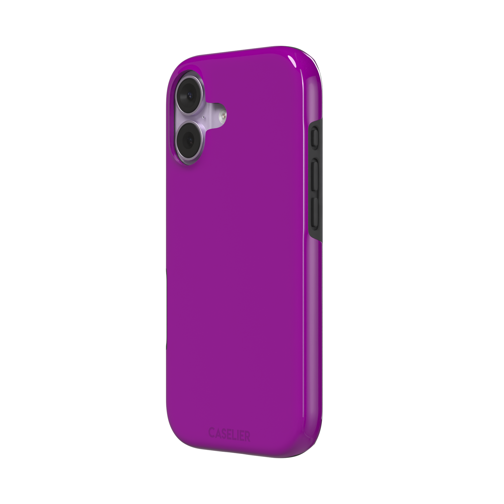 Solid magenta-purple phone case in a vivid, warm fuchsia-purple tone, phone case by Caselier — tough case, right view