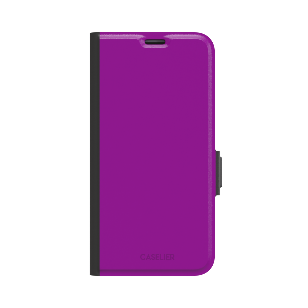 Solid magenta-purple phone case in a vivid, warm fuchsia-purple tone, phone case by Caselier — wallet case, front view