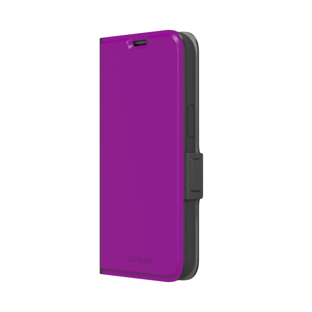 Solid magenta-purple phone case in a vivid, warm fuchsia-purple tone, phone case by Caselier — wallet case, right view