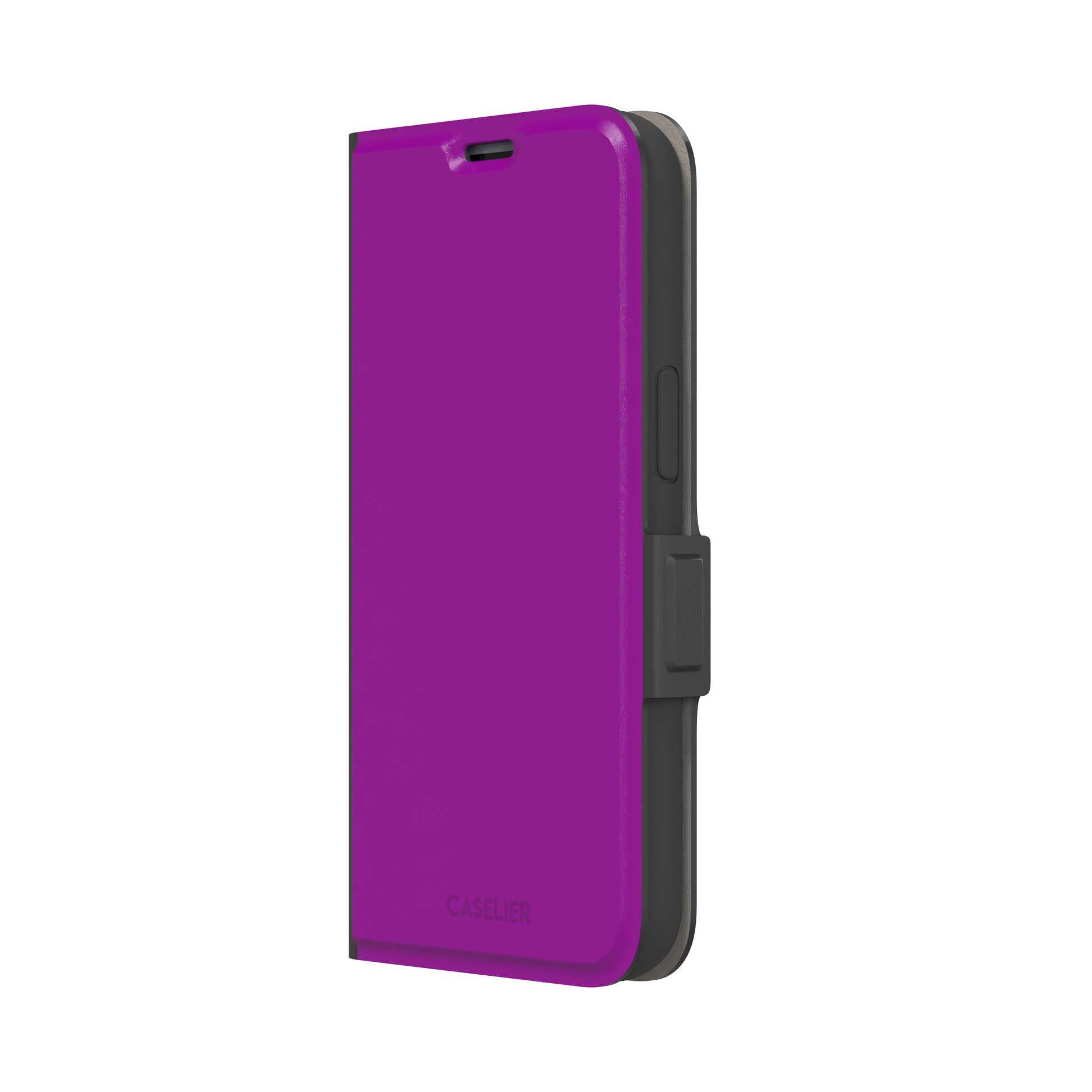Solid magenta-purple phone case in a vivid, warm fuchsia-purple tone, phone case by Caselier — wallet case, right view