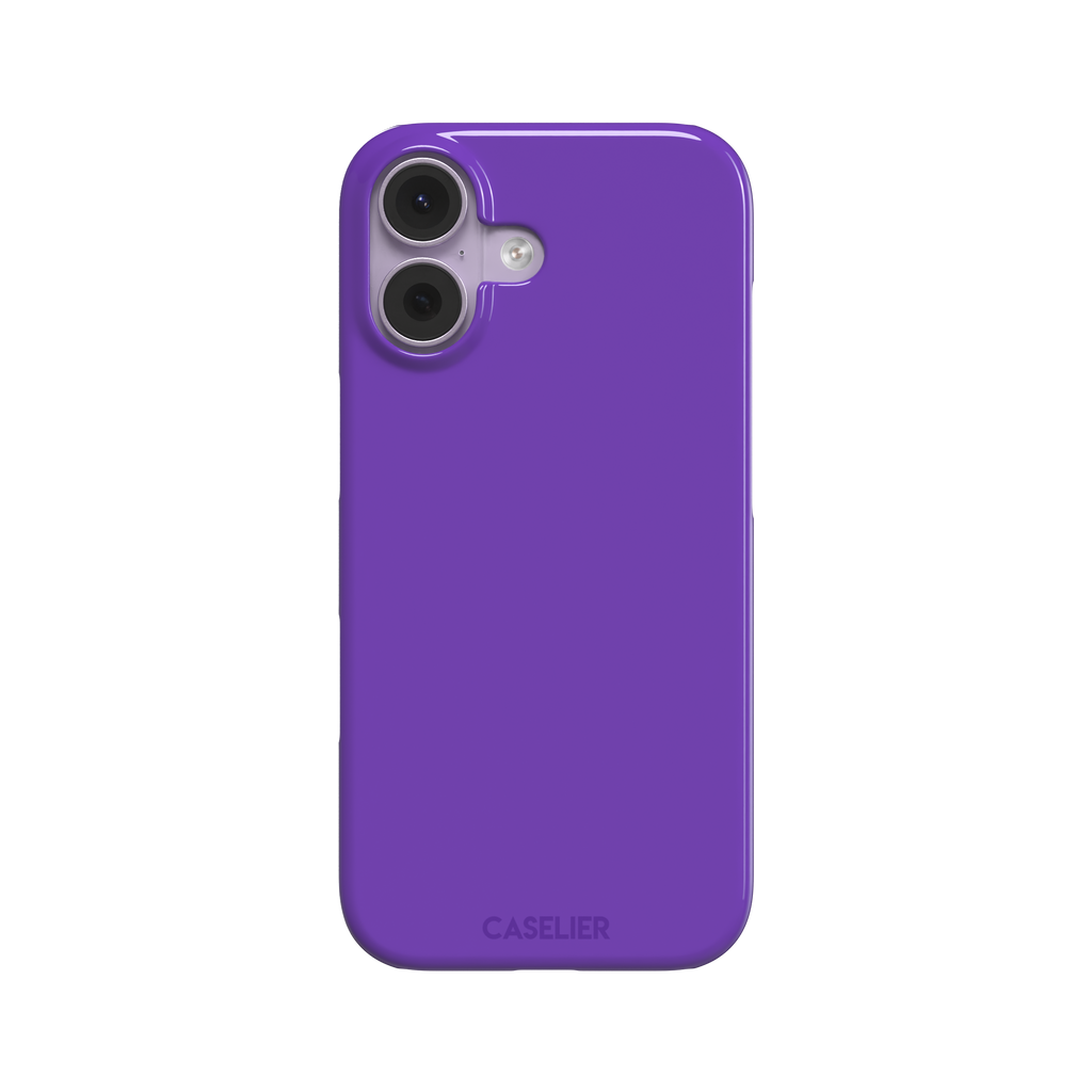 Solid bright violet phone case in a vivid, saturated purple tone, phone case by Caselier — snap case, front view