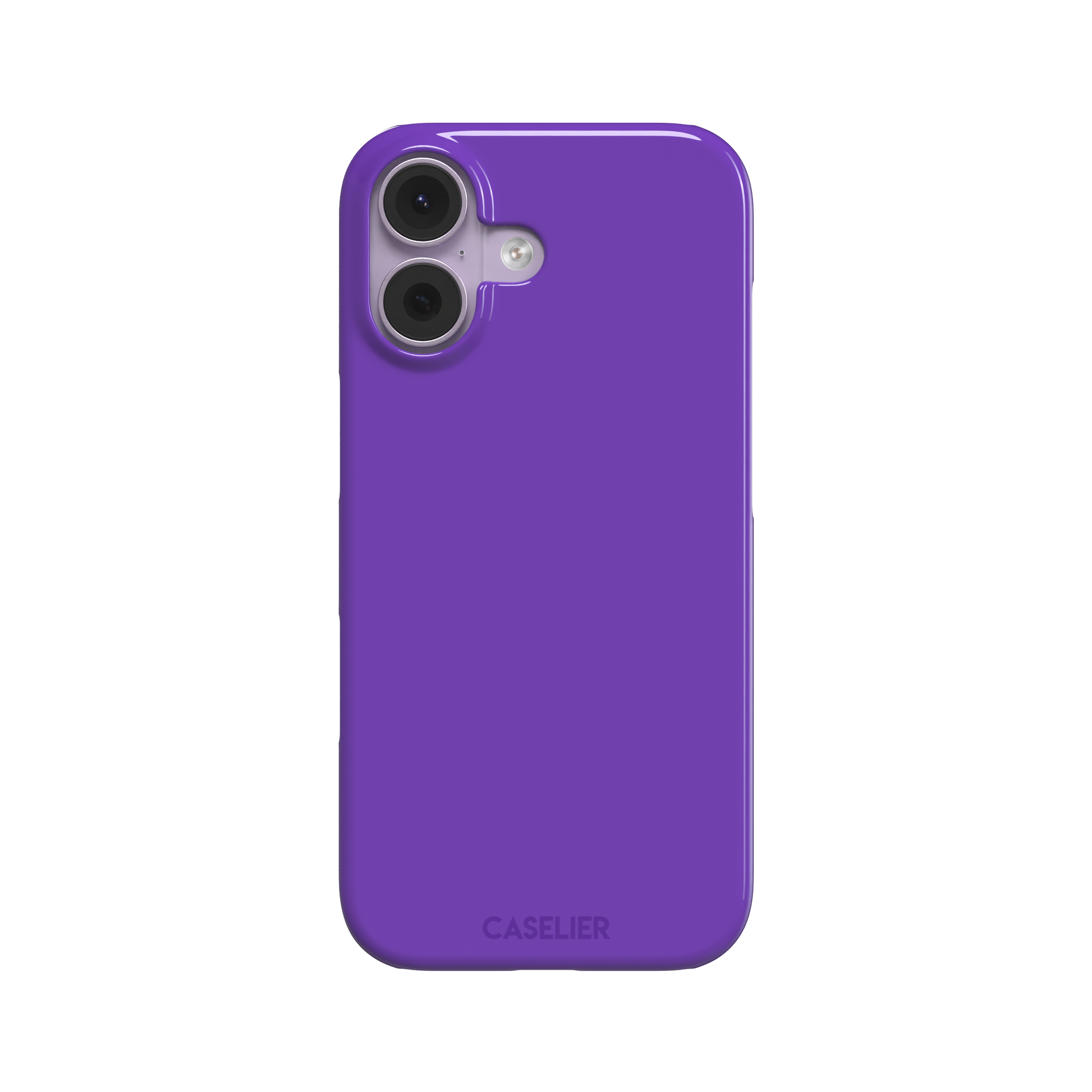 Solid bright violet phone case in a vivid, saturated purple tone, phone case by Caselier — snap case, front view