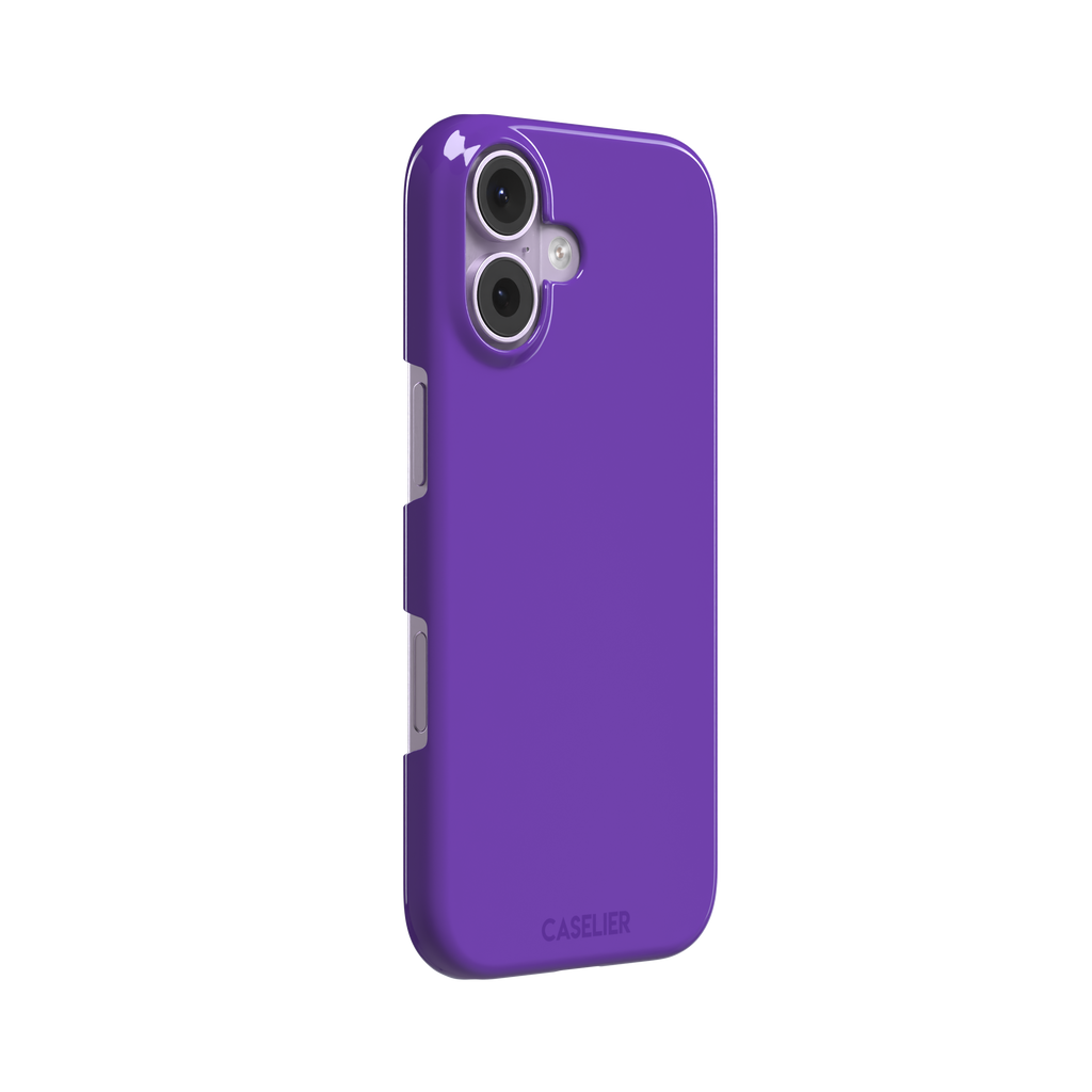 Solid bright violet phone case in a vivid, saturated purple tone, phone case by Caselier — snap case, left view