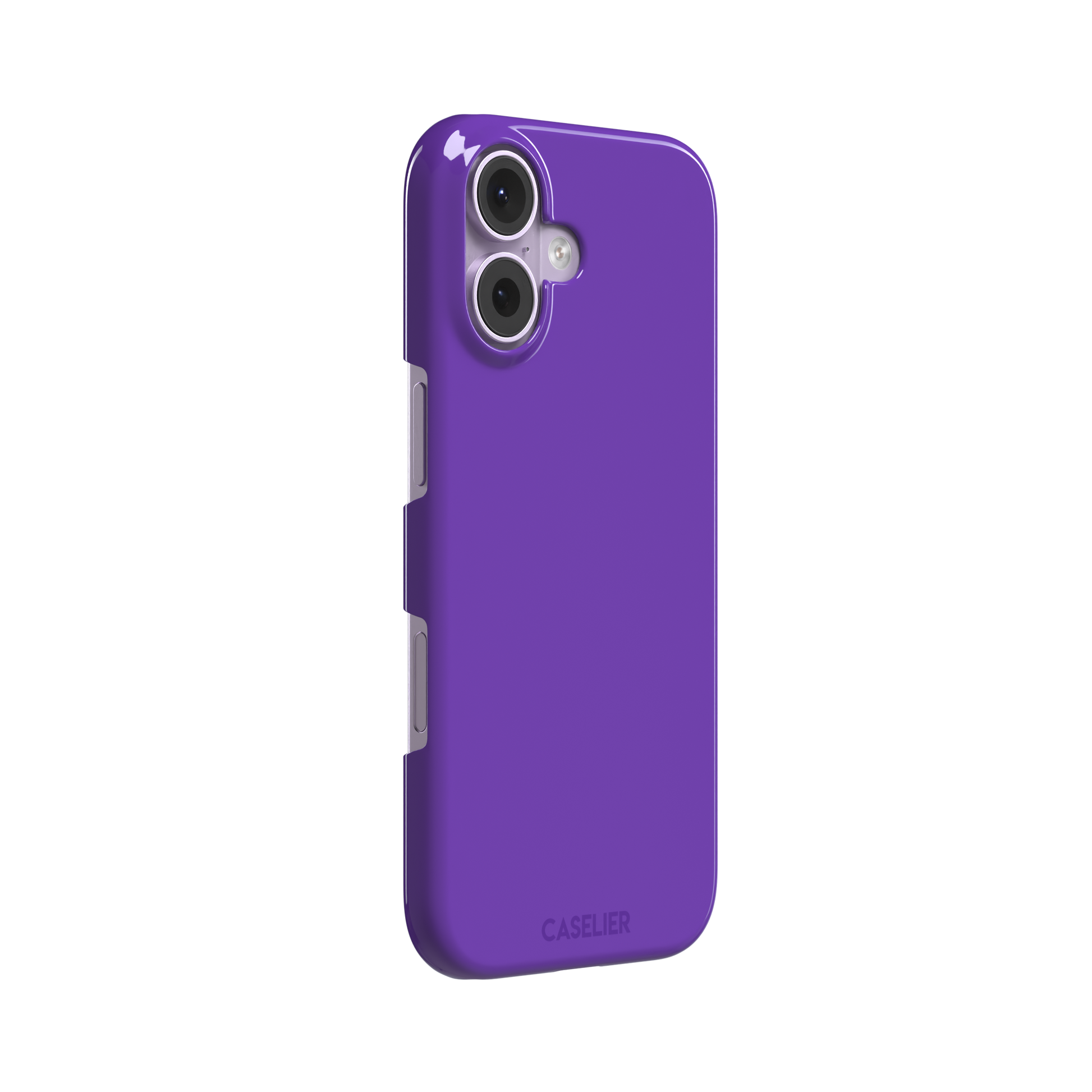 Solid bright violet phone case in a vivid, saturated purple tone, phone case by Caselier — snap case, left view