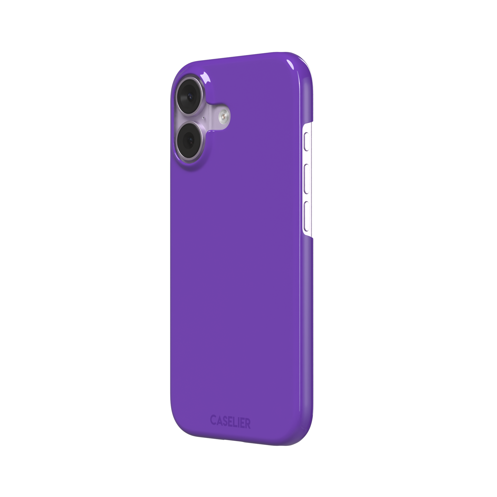 Solid bright violet phone case in a vivid, saturated purple tone, phone case by Caselier — snap case, right view