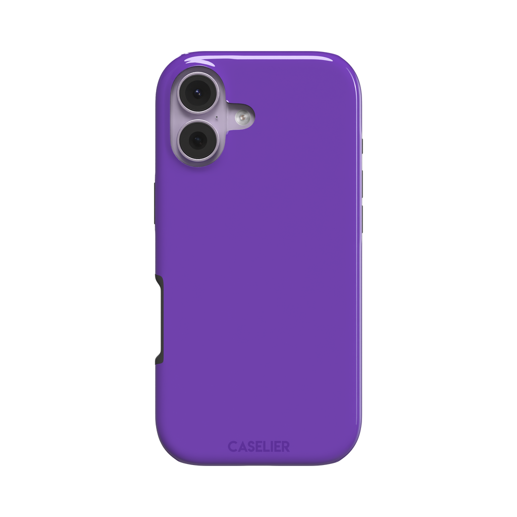 Solid bright violet phone case in a vivid, saturated purple tone, phone case by Caselier — tough case, front view