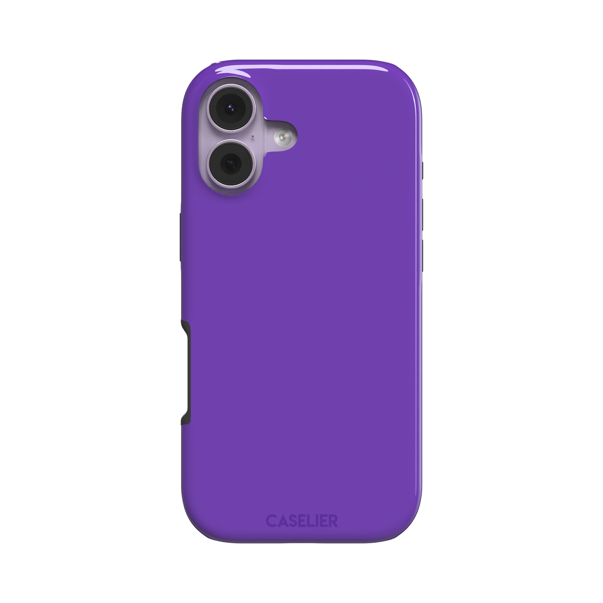 Solid bright violet phone case in a vivid, saturated purple tone, phone case by Caselier — tough case, front view