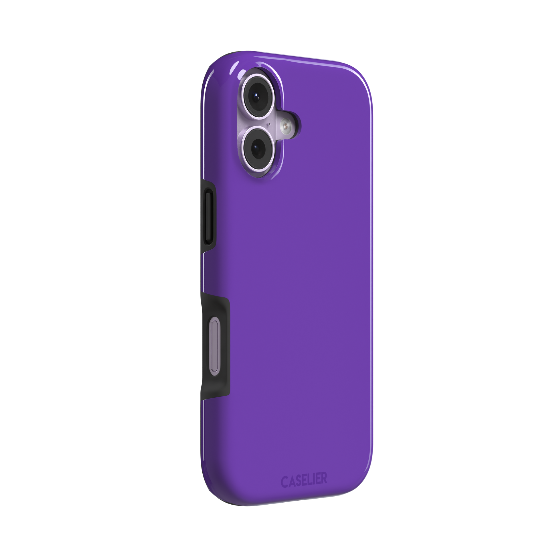 Solid bright violet phone case in a vivid, saturated purple tone, phone case by Caselier — tough case, left view