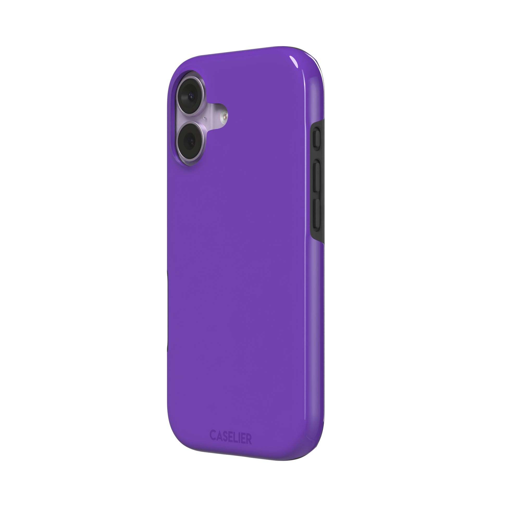 Solid bright violet phone case in a vivid, saturated purple tone, phone case by Caselier — tough case, right view