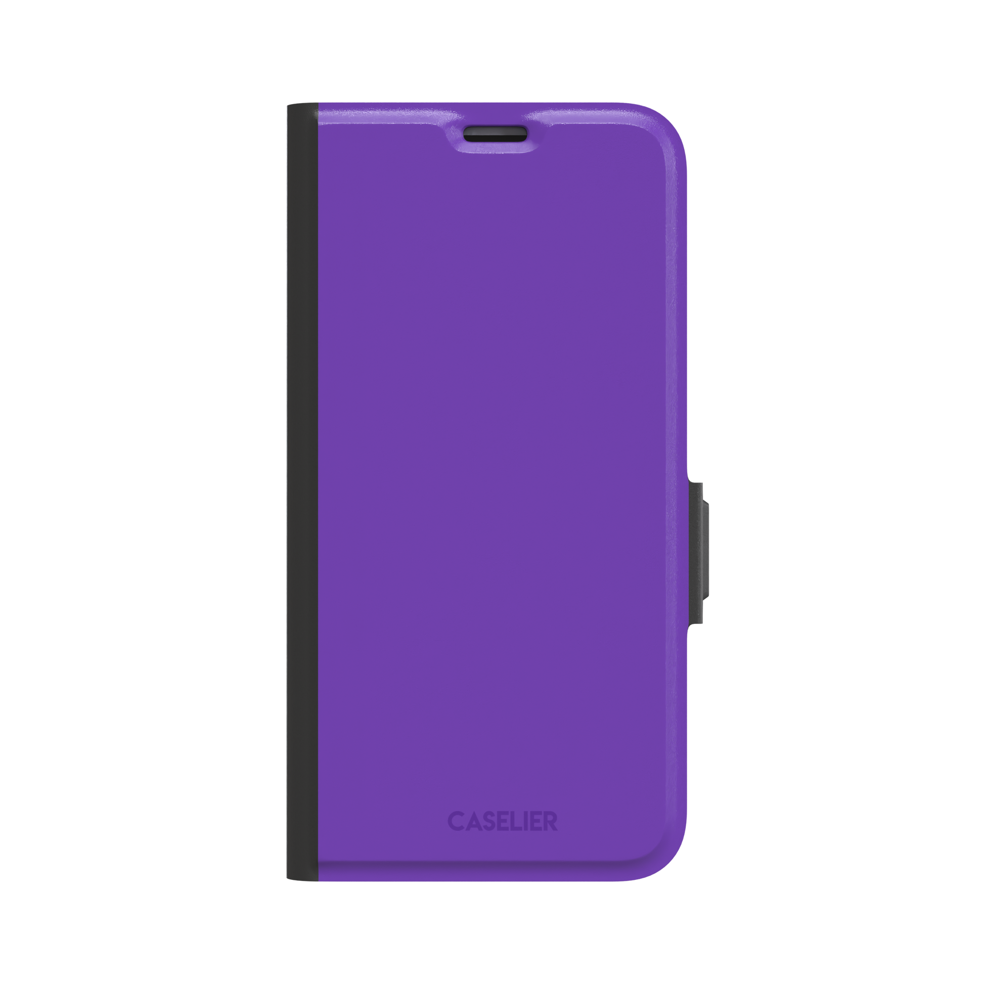 Solid bright violet phone case in a vivid, saturated purple tone, phone case by Caselier — wallet case, front view