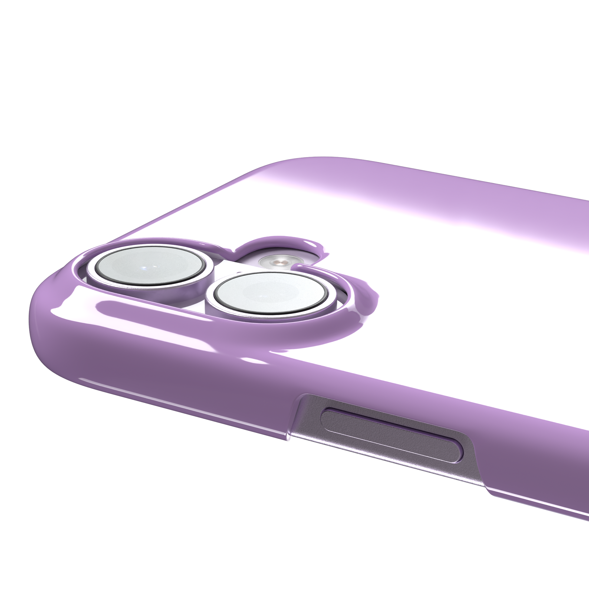 Solid orchid phone case in a light, warm pink-purple tone, phone case by Caselier — snap case, volume buttons detail