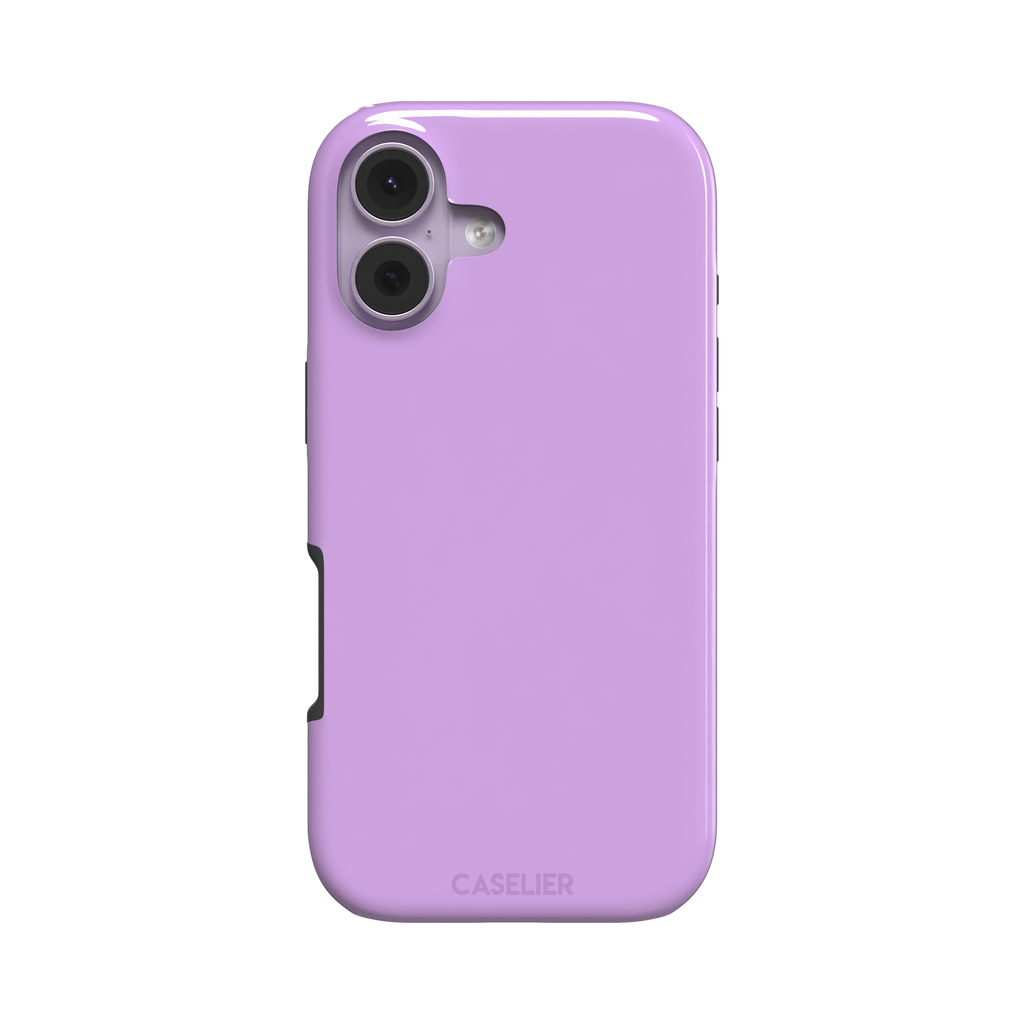 Solid orchid phone case in a light, warm pink-purple tone, phone case by Caselier — tough case, front view
