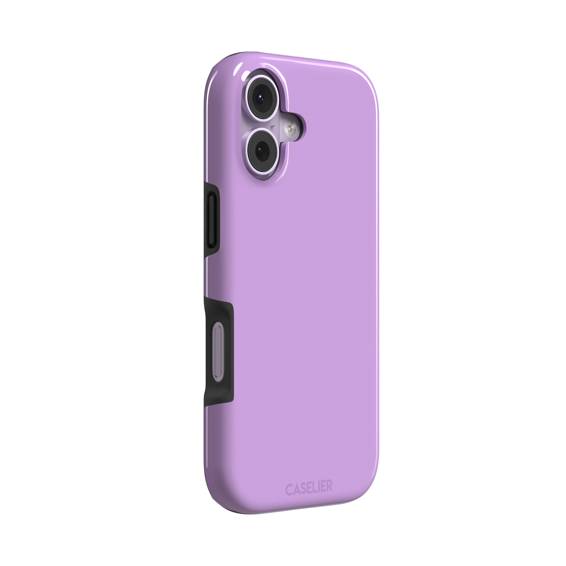 Solid orchid phone case in a light, warm pink-purple tone, phone case by Caselier — tough case, left view