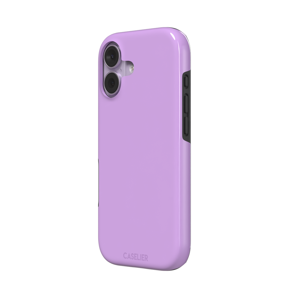 Solid orchid phone case in a light, warm pink-purple tone, phone case by Caselier — tough case, right view