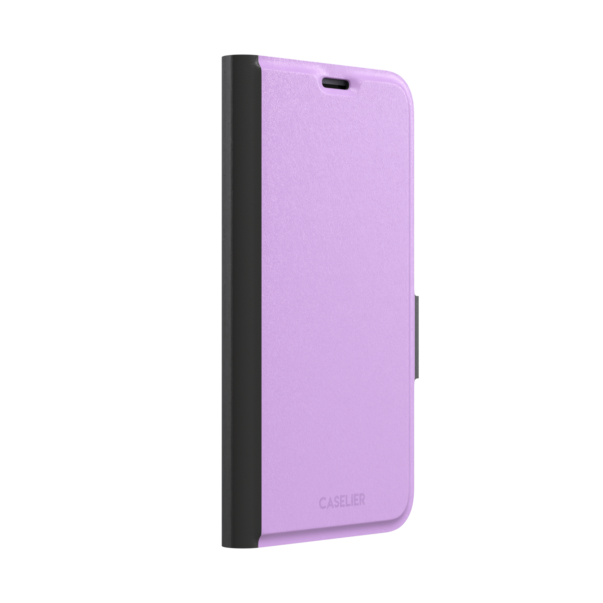 Solid orchid phone case in a light, warm pink-purple tone, phone case by Caselier — wallet case, left view