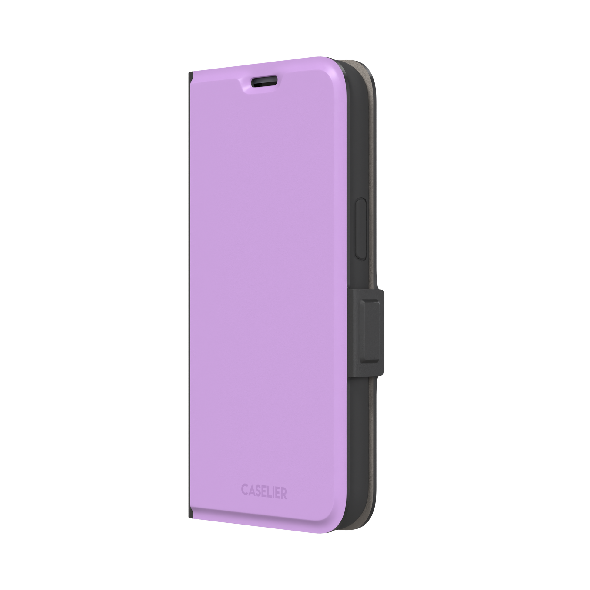 Solid orchid phone case in a light, warm pink-purple tone, phone case by Caselier — wallet case, right view