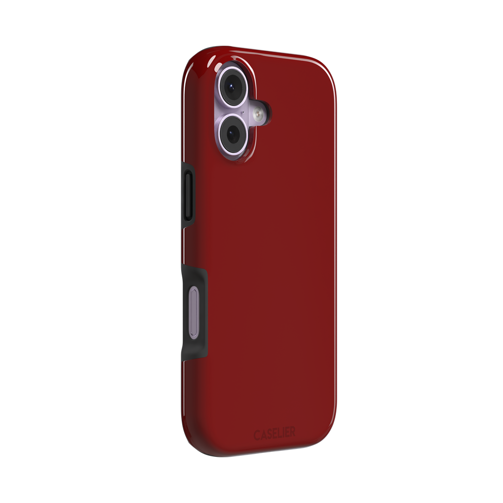 Solid deep brick red matte phone case color variant, phone case by Caselier — tough case, left view