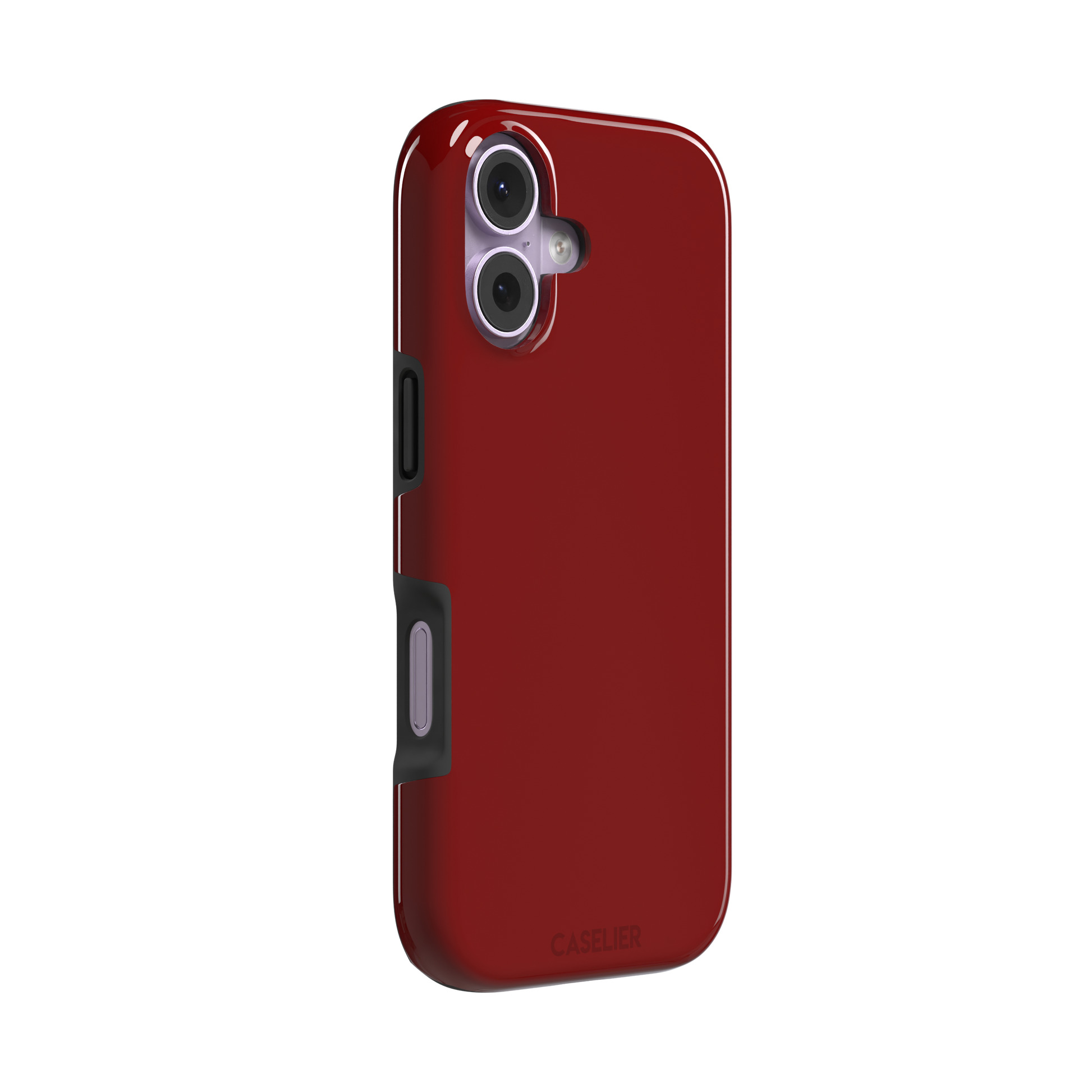 Solid deep brick red matte phone case color variant, phone case by Caselier — tough case, left view