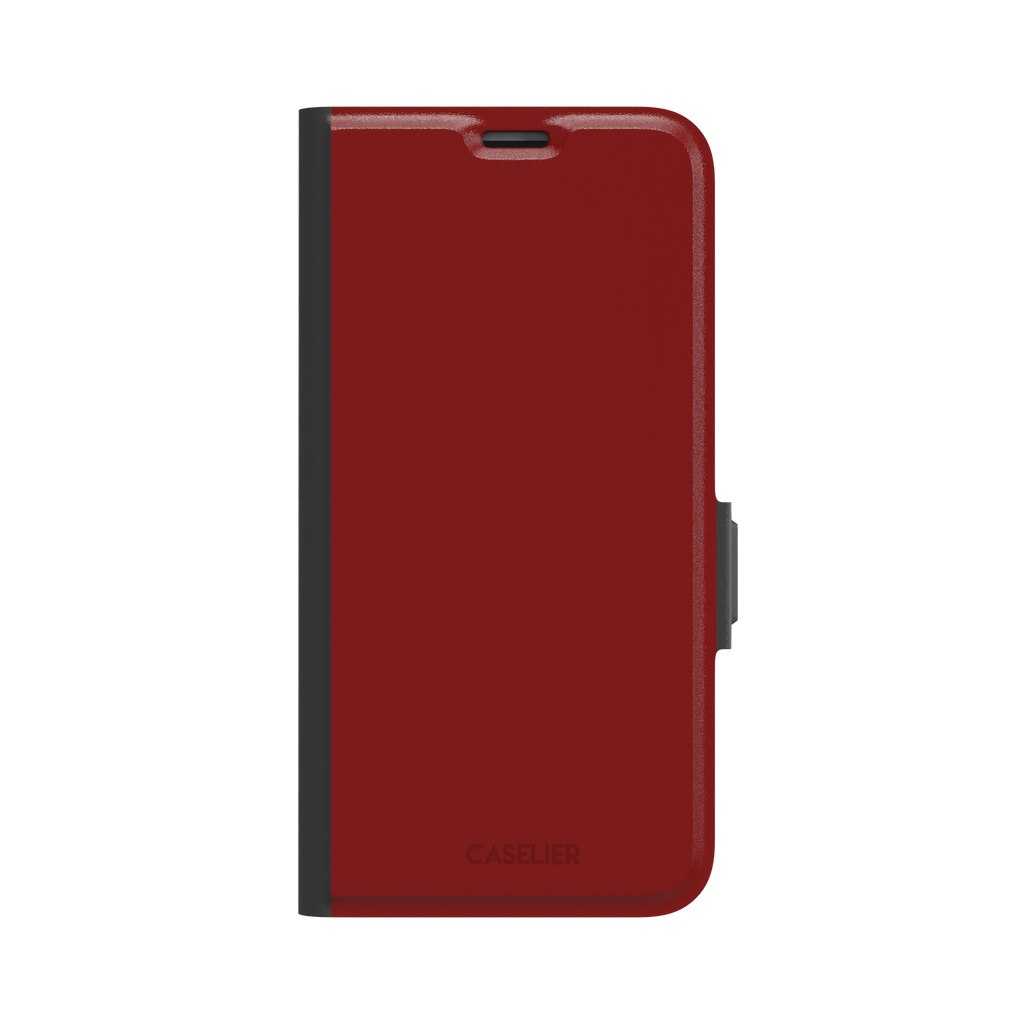 Solid deep brick red matte phone case color variant, phone case by Caselier — wallet case, front view