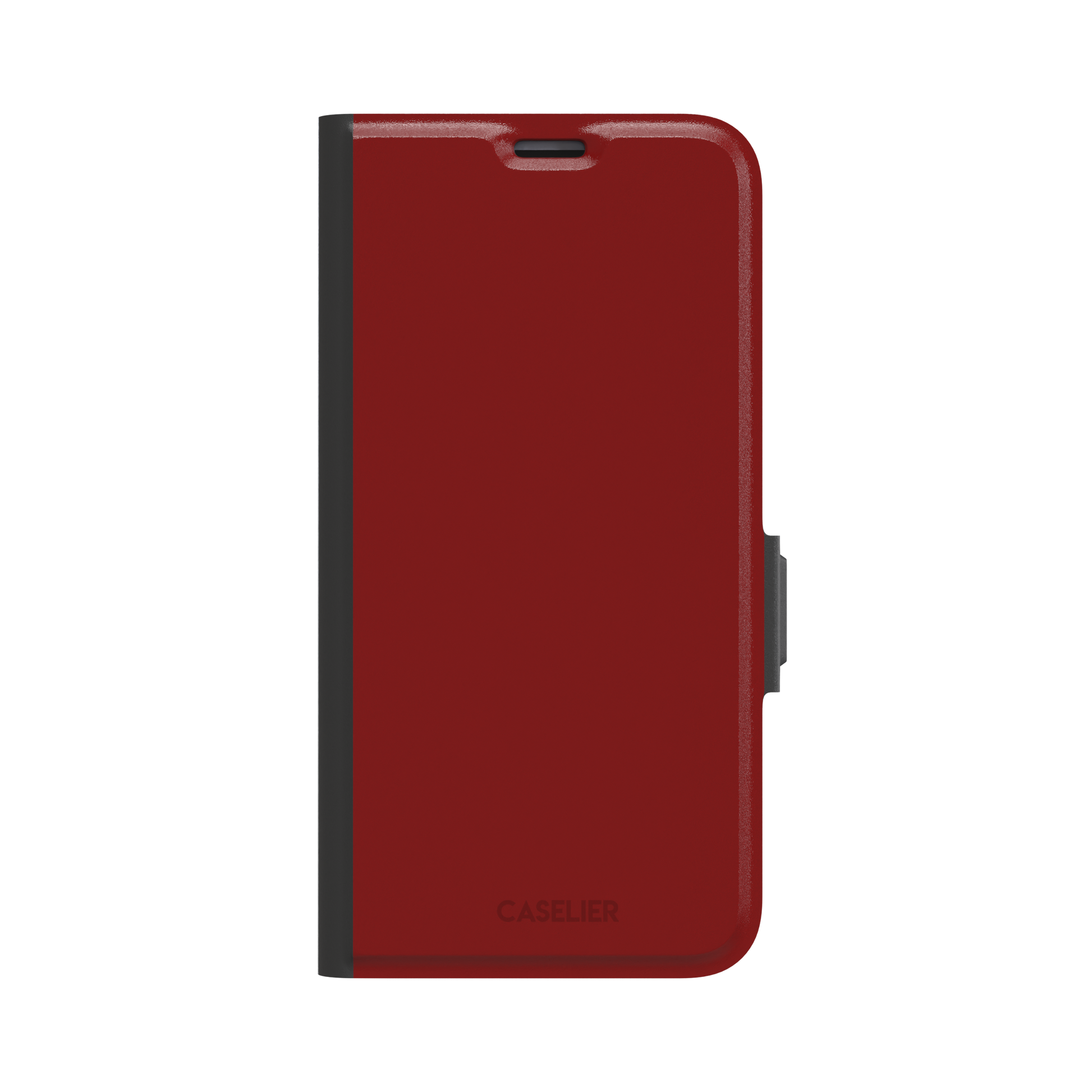 Solid deep brick red matte phone case color variant, phone case by Caselier — wallet case, front view