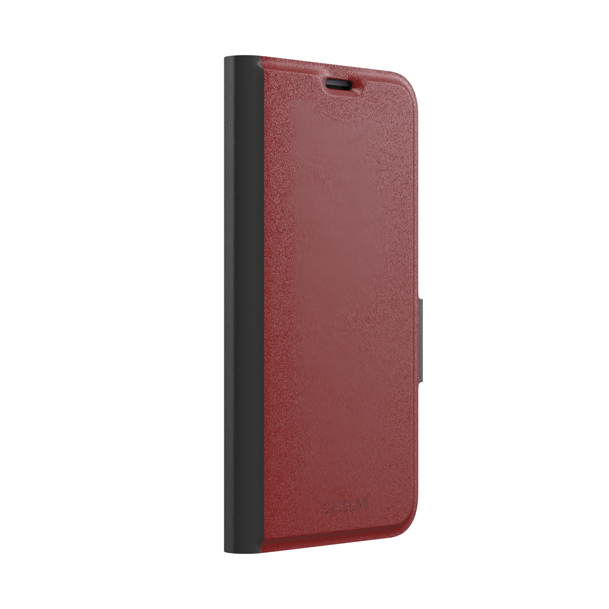 Solid deep brick red matte phone case color variant, phone case by Caselier — wallet case, left view