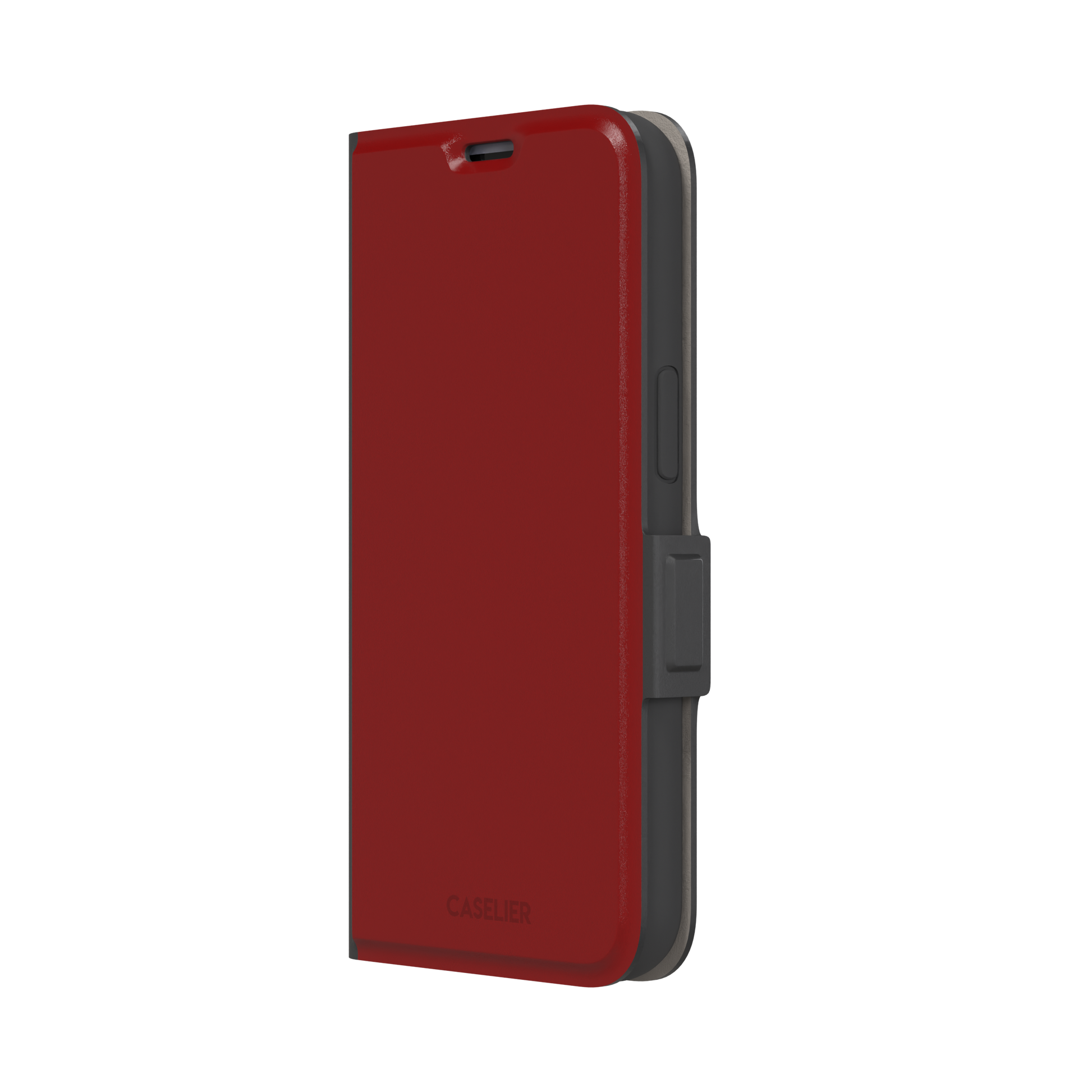 Solid deep brick red matte phone case color variant, phone case by Caselier — wallet case, right view