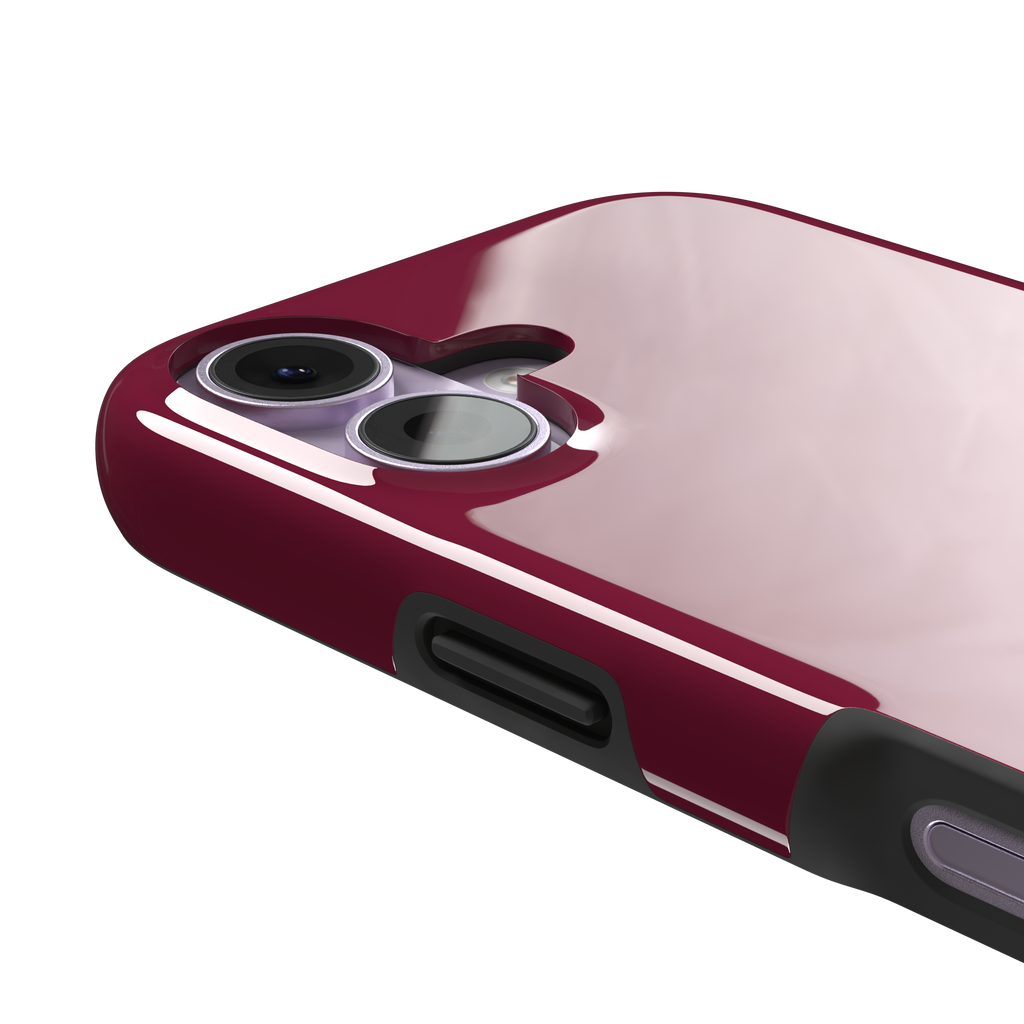 Solid dark crimson matte phone case color variant, phone case by Caselier — tough case, volume buttons detail