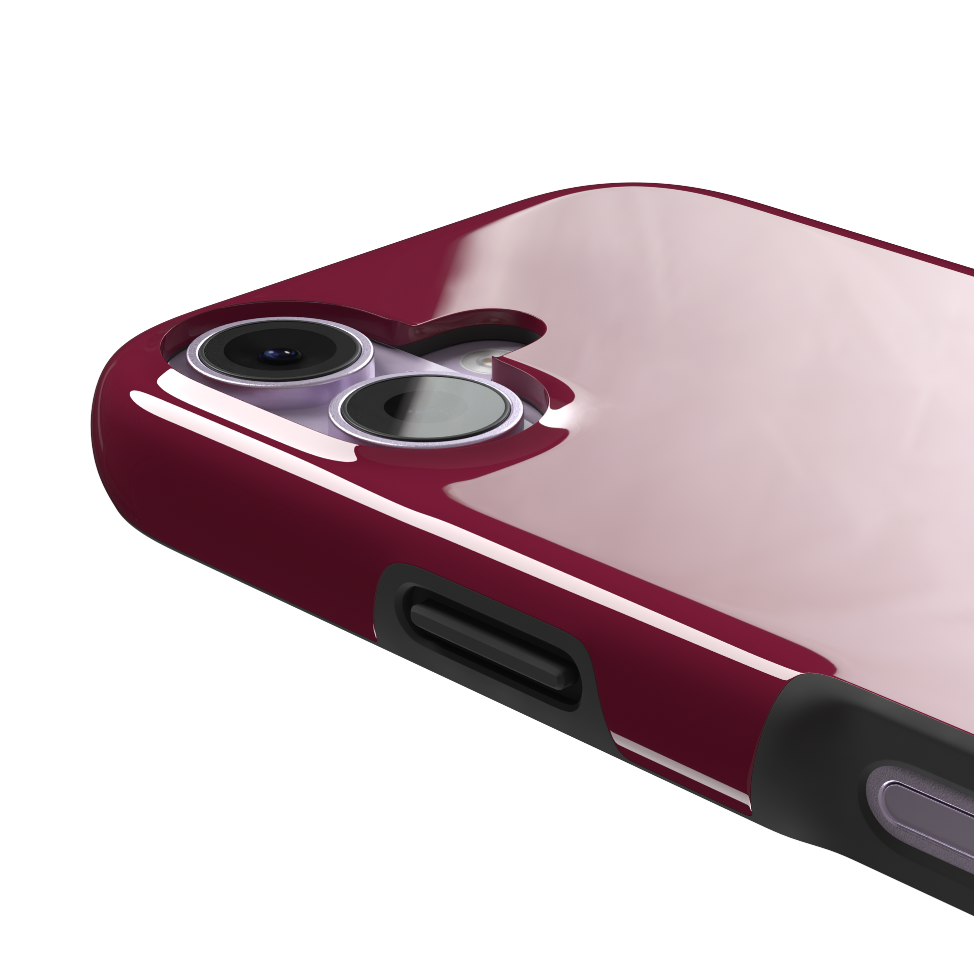 Solid dark crimson matte phone case color variant, phone case by Caselier — tough case, volume buttons detail