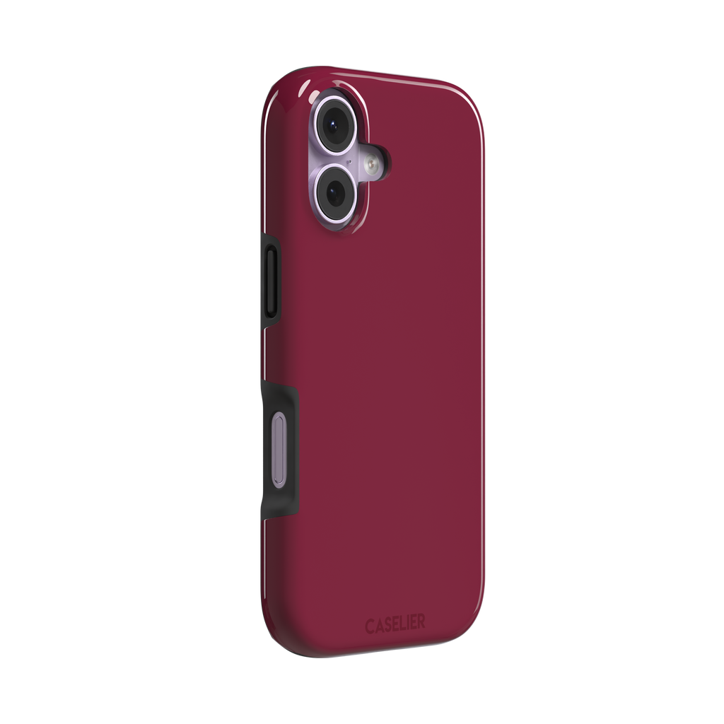 Solid dark crimson matte phone case color variant, phone case by Caselier — tough case, left view