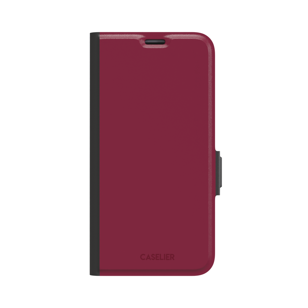 Solid dark crimson matte phone case color variant, phone case by Caselier — wallet case, front view